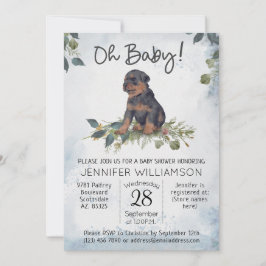 Invitación ¡Oh, nena! Rottweiler Puppy Dog Baby Shower