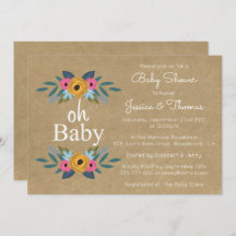 ¡Oh, nena! Rústico Kraft Floral Wreath Baby Shower