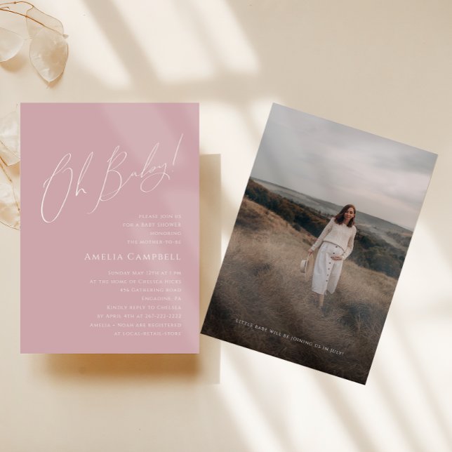 Invitación ¡Oh, nena! ¡Un Rosa delicioso! Baby Shower fotográ (Subido por el creador)