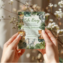 Invitación Oh niño animales de safari de la jungla tropical, 