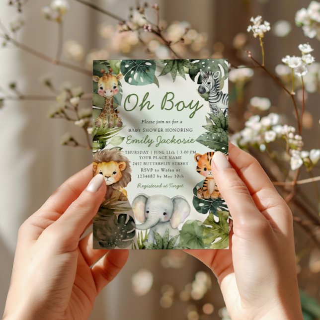 Invitación Oh niño animales de safari de la jungla tropical,  (Subido por el creador)