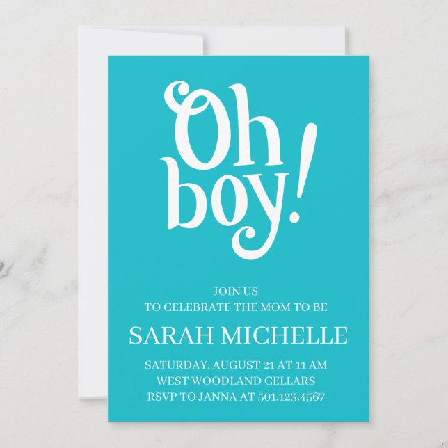 Invitación ¡Oh niño azul!Baby Shower (Anverso)