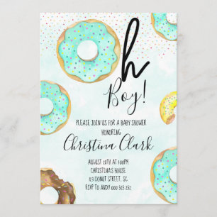 Invitación Oh niño azul donut tema Baby Shower