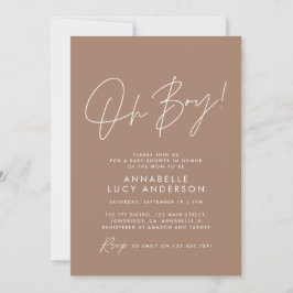 Invitación oh niño Bebé ducha estilo moderno marrón elegante