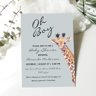 Invitación Oh Niño Bebe Jirafa Fiesta de Bebe