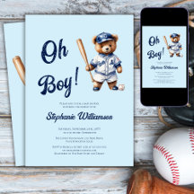 Oh Niño Béisbol  Shower de Bebé Oso Lindo
