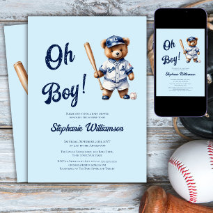 Invitación Oh Niño Béisbol  Shower de Bebé Oso Lindo