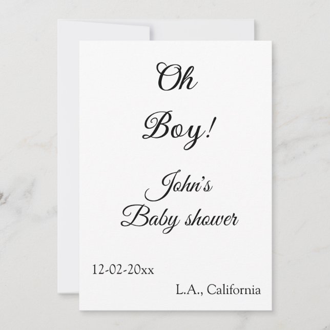 Invitación oh niño chica bebé ducha añada nombre fecha año lu (Anverso)