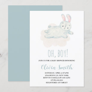 Invitación Oh Niño Conejito Dulce Acuarela Shower de Bebé