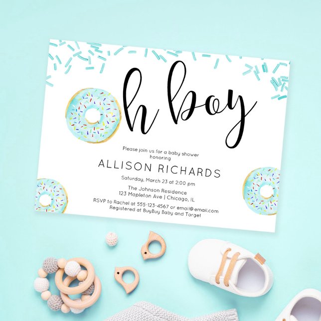 Invitación Oh niño Donut roció la ducha de bebé azul (Subido por el creador)