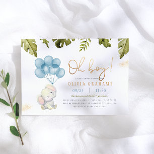Invitación Oh Niño Elefante y Globos Ducha de bebé de la Jung