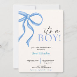 Invitación Oh niño eucaliptos modernos globos azules bebé