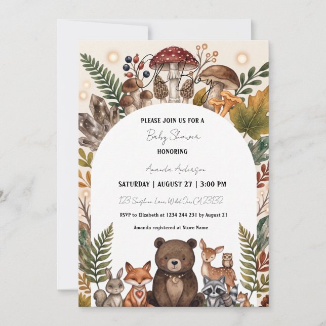 Invitación Oh Niño Oso Fiesta de Bebé  (Anverso)