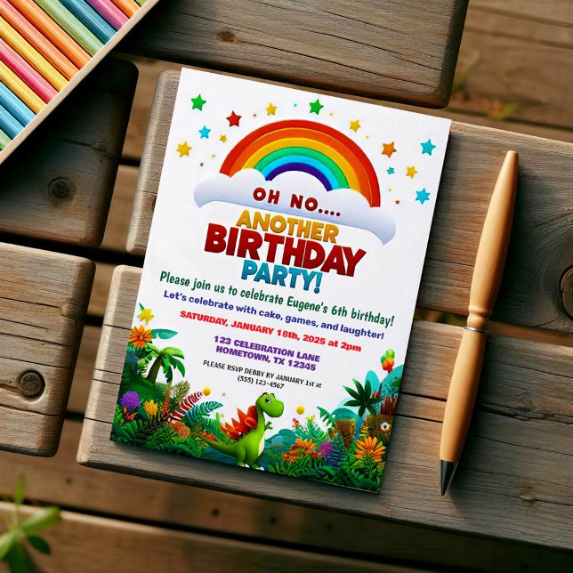 Invitación ¡Oh, no! Otra fiesta de cumpleaños temática de los (Subido por el creador)
