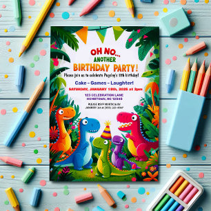 Invitación ¡Oh, no! Otra fiesta de cumpleaños temática de los