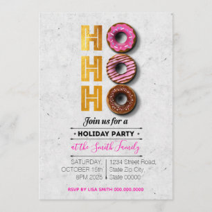 Invitación ¡Oh! ¡Oh! ¡Oh! Fiesta de donuts de vacaciones