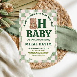 Invitación Oh Osito Dulce Acuarela Matcha Baby Shower