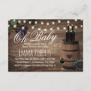 Invitación Oh País Rústico De Barril De Vino De Baby Shower