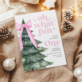 Invitación Oh Qué Diversión Árbol de Navidad 1er Cumpleaños