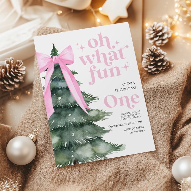 Invitación Oh Qué Diversión Árbol de Navidad 1er Cumpleaños (Subido por el creador)