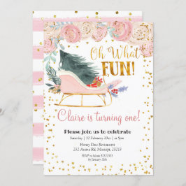 Invitación Oh Qué Diversión Chica de Sleigh Primera invitació