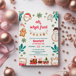 Invitación Oh Qué Diversión Cumpleaños de Invierno Navidad Ga