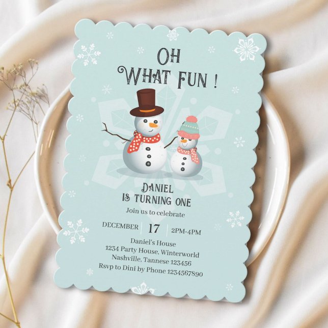 Invitación Oh Qué Diversión Cumpleaños de Muñeco de Nieve  (Subido por el creador)