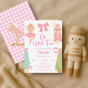 Invitación Oh Qué Diversión Cumpleaños Rosa Cascanueces