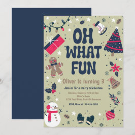 Invitación Oh Qué Diversión | Fiesta de cumpleaños de inviern