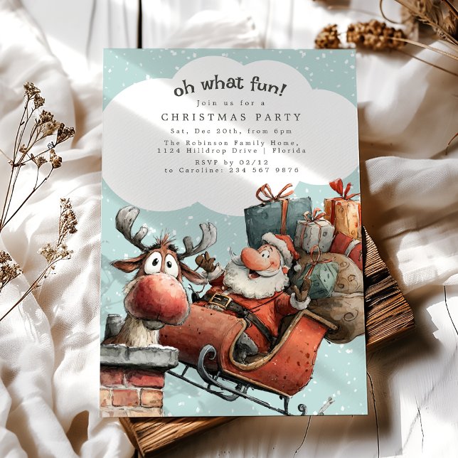 Invitación Oh Qué Diversión Fiesta de Navidad de Santa y Rudo (Subido por el creador)