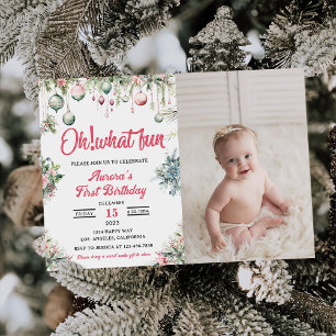 Invitación Oh Qué Diversión Floral Cumpleaños Navidad Foto