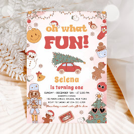 Invitación Oh Qué Diversión Hippie Groovy Navidades Fiesta de