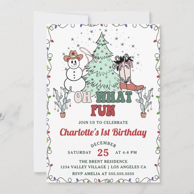 Invitación Oh Qué Diversión Los Navidades De Vaqueros Occiden (Anverso)