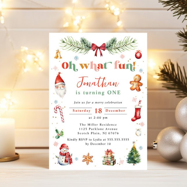 Invitación Oh Qué Diversión Primera Fiesta de Cumpleaños de N (Subido por el creador)
