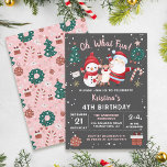 Invitación Oh Qué Divertida Fiesta de Cumpleaños de Navidades<br><div class="desc">Oh Qué Diversión Navidades Negros Rosados Invitación a la fiesta de cumpleaños</div>