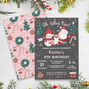 Invitación Oh Qué Divertida Fiesta de Cumpleaños de Navidades