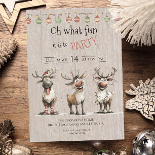 Invitación Oh qué divertidas fiestas de renos lindos 