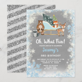 Invitación Oh Qué Divertido Animal De Woodland Snowflakes Sle