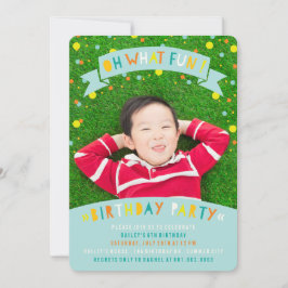 Invitación Oh Qué Divertido Confetti Dot Boy Fiesta de Cumple