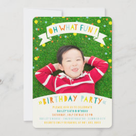 Invitación Oh Qué Divertido Confetti Dot Boy Fiesta de Cumple