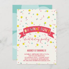 Invitación Oh Qué Divertido Confetti Niños Invitan Fiesta de 