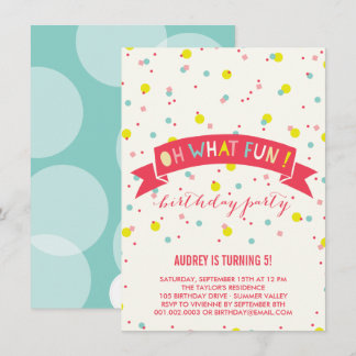 Invitación Oh Qué Divertido Confetti Niños Invitan Fiesta de