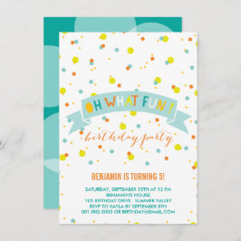 Invitación Oh Qué Divertido Confetti Niños Invitan Fiesta de 