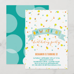 Invitación Oh Qué Divertido Confetti Niños Invitan Fiesta de