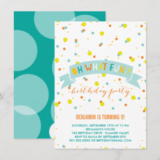 Invitación Oh Qué Divertido Confetti Niños Invitan Fiesta de