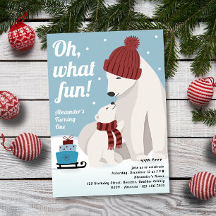 Invitación Oh Qué divertido es el primer cumpleaños de Polar 