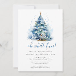 Invitación Oh Qué Divertido Fiesta de la cena festiva azul