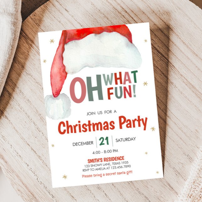 Invitación Oh Qué Divertido Fiesta de Navidades de Santa (Oh What Fun Christmas Party Invitation )