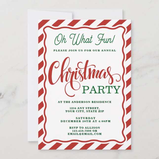 Invitación Oh Qué Divertido Fiesta De Navidades Whimsical (Anverso)