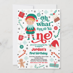 Invitación Oh Qué Divertido Navidades Elf Primer Fiesta de Cu